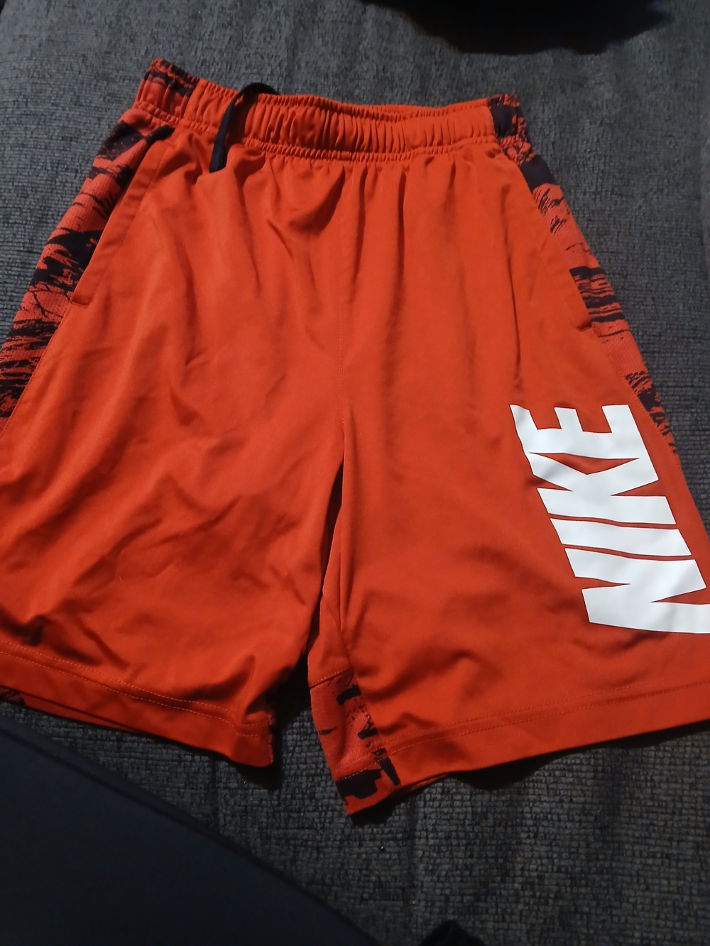 Nike Boys Red Athletic Shorts with Bold Logo